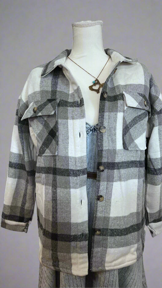 JA01 BLACK/WHITE FLANNEL SHIRT WITH BUTTONS