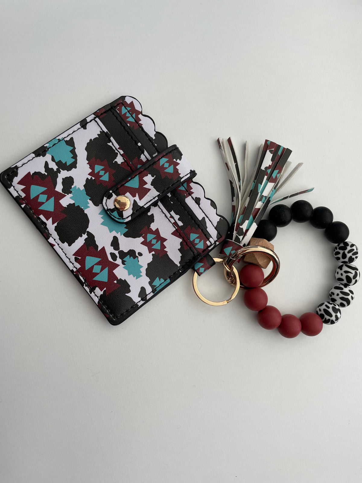 COWPRINT AZTEC KEYCHAIN
