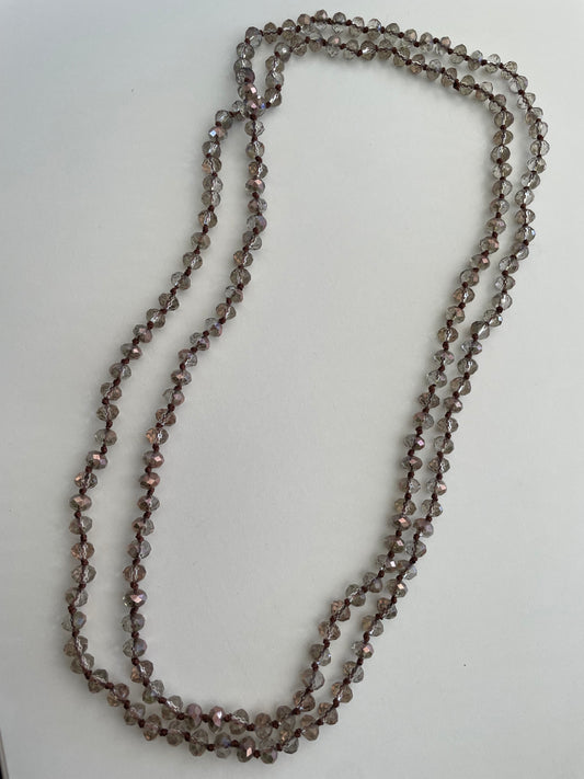 CLEAR & BROWN BEADED NECKLACE