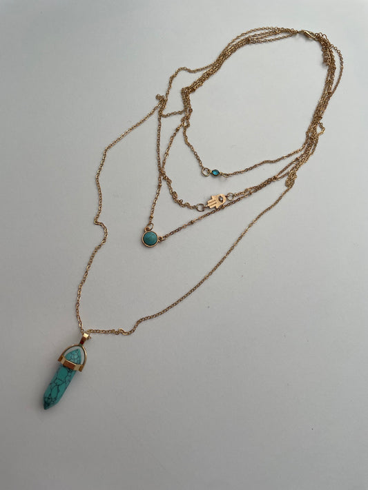 TEAL STONE EYE NECKLACE