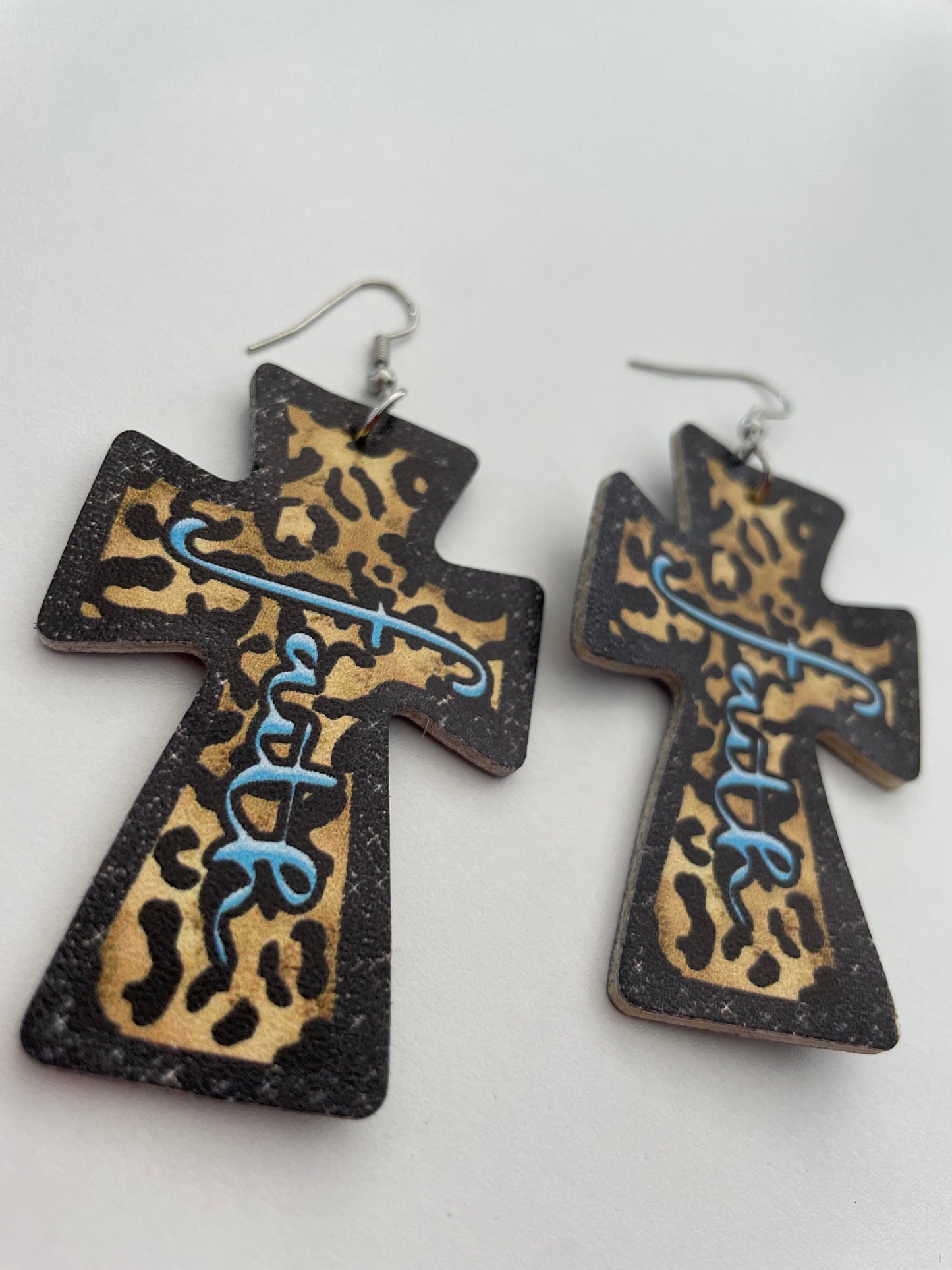 Faith Leopard Cross Earring