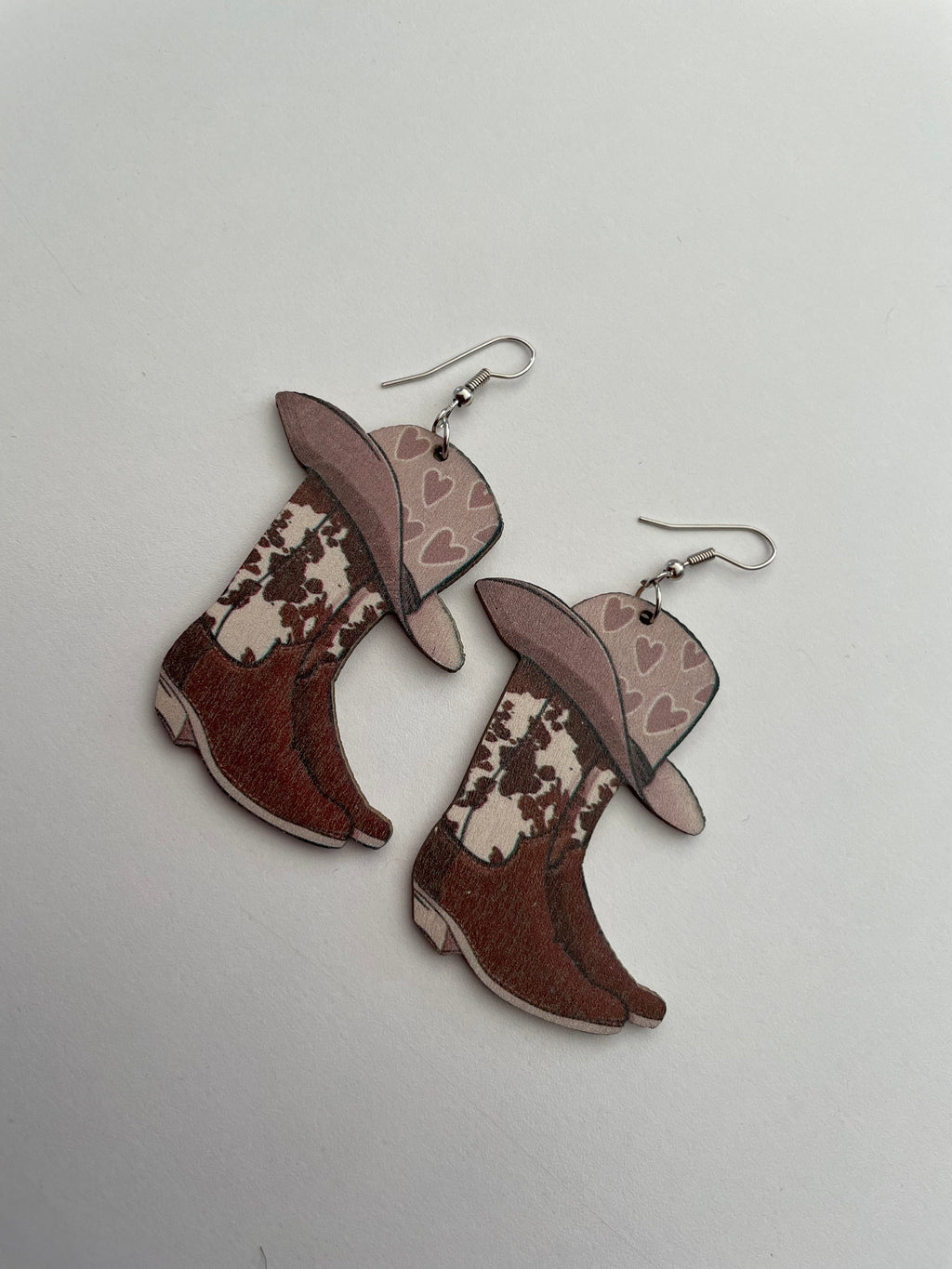 COWPRINT BOOT EARRINGS