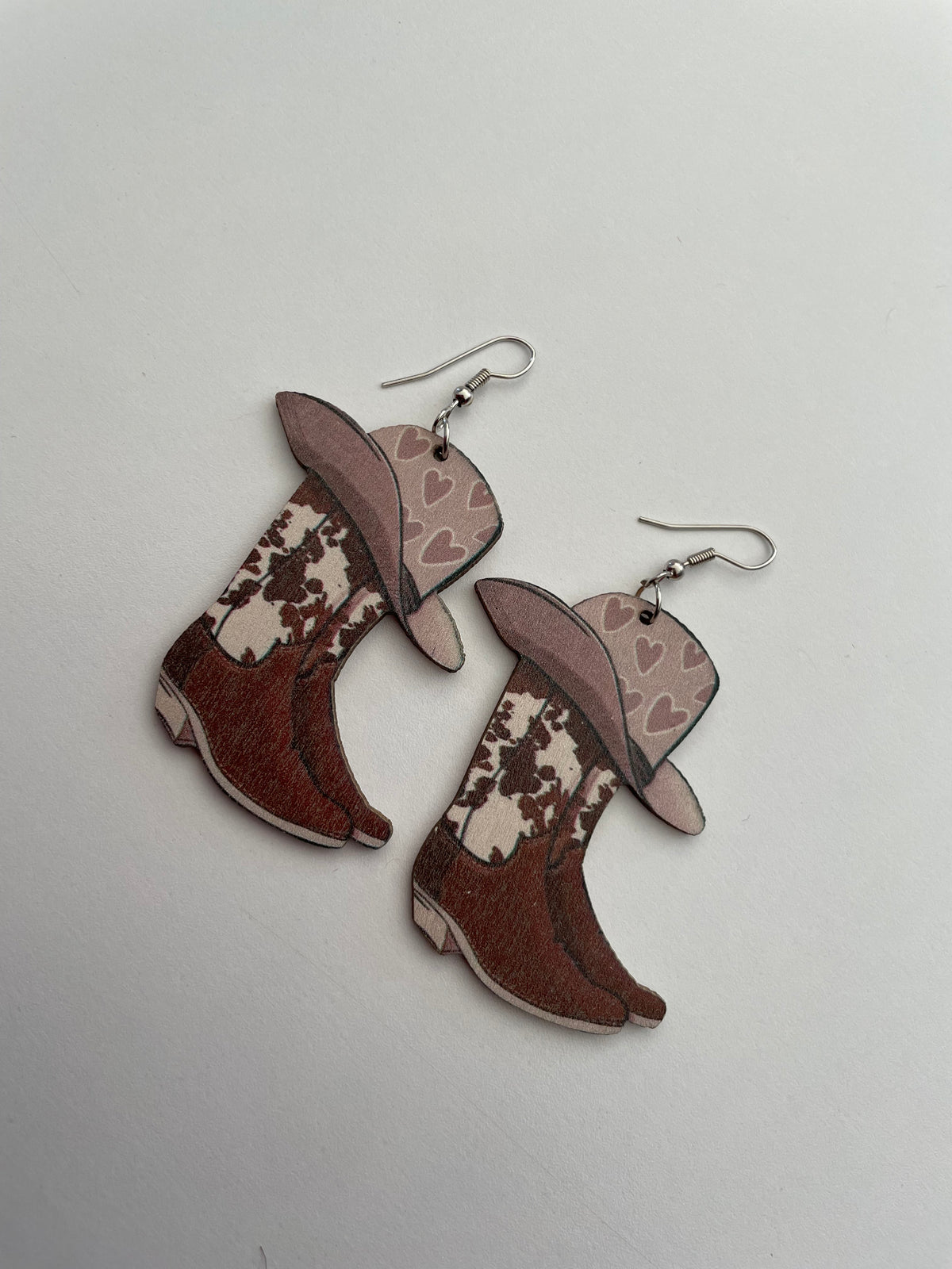 COWPRINT BOOT EARRINGS