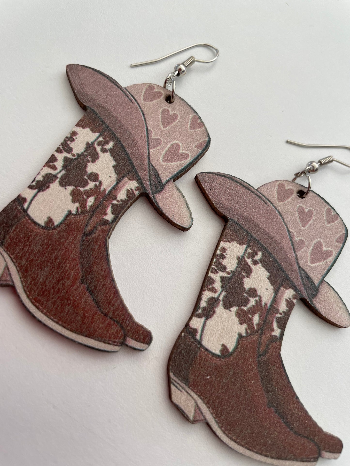 COWPRINT BOOT EARRINGS