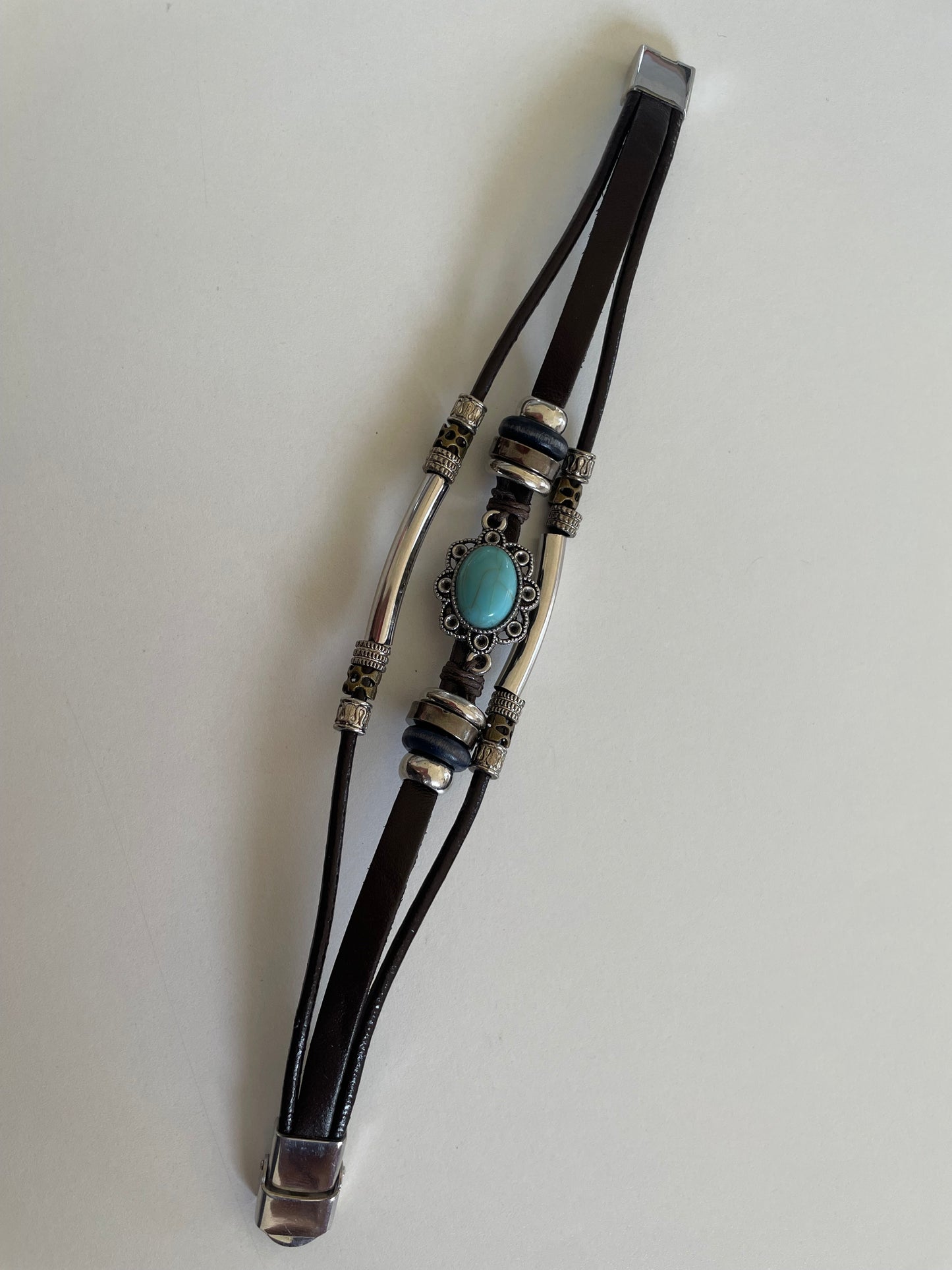 TEAL LEATHER BRACELET