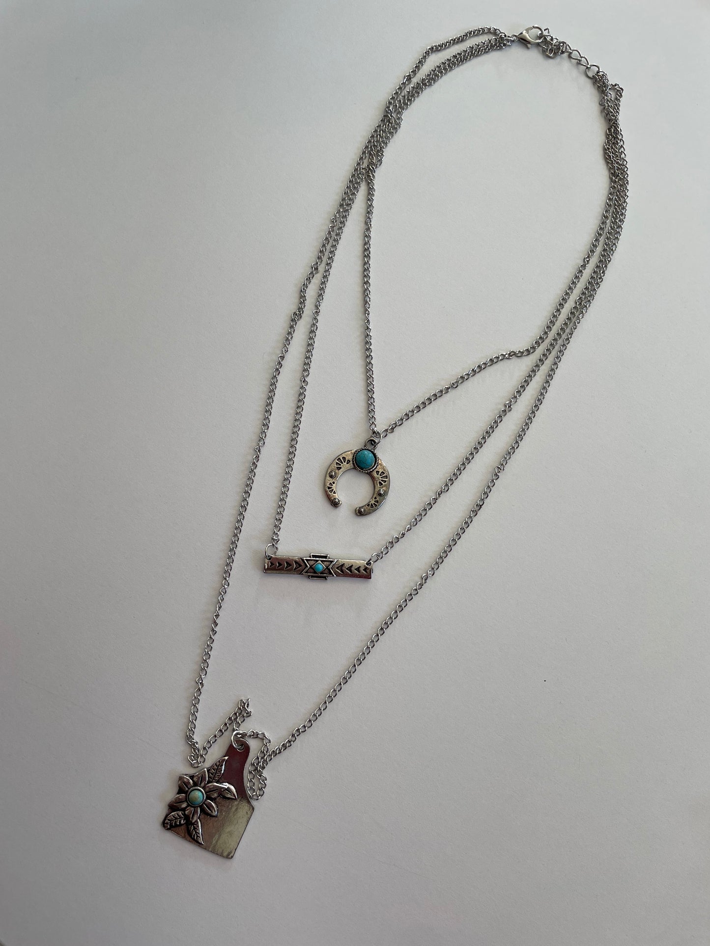 3 CHARM TEAL NECKLACE