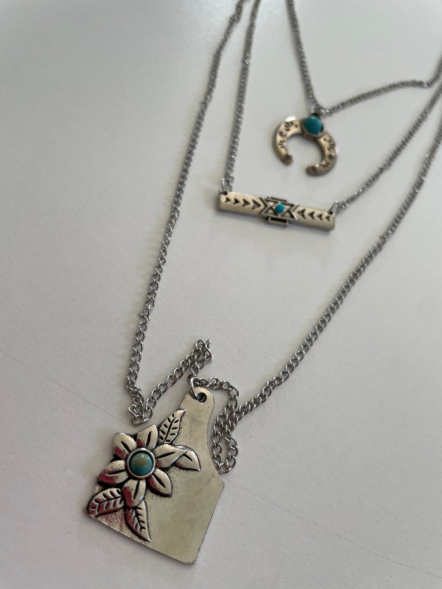 3 CHARM TEAL NECKLACE