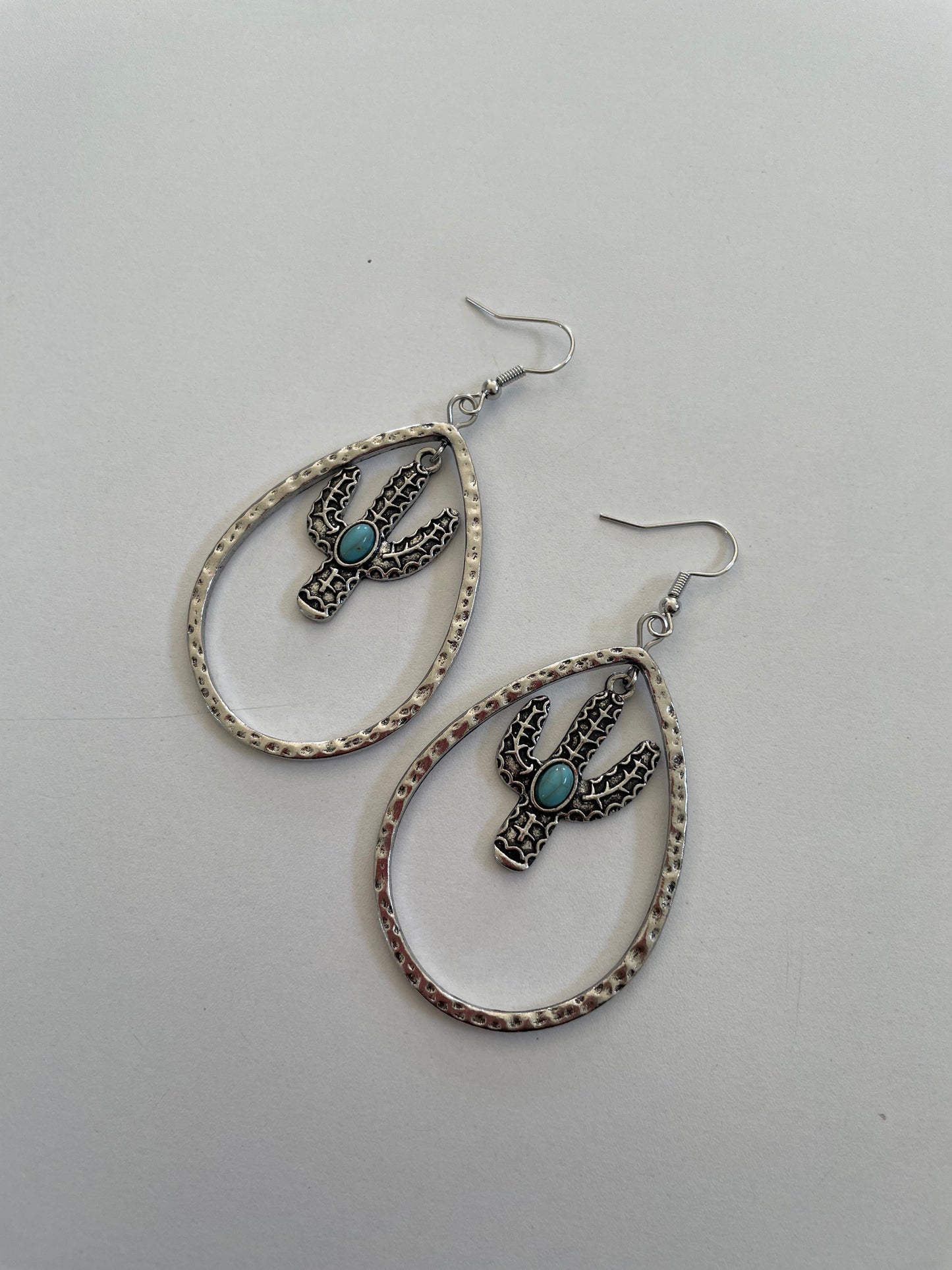 SILVER CACTUS DROP EARRINGS