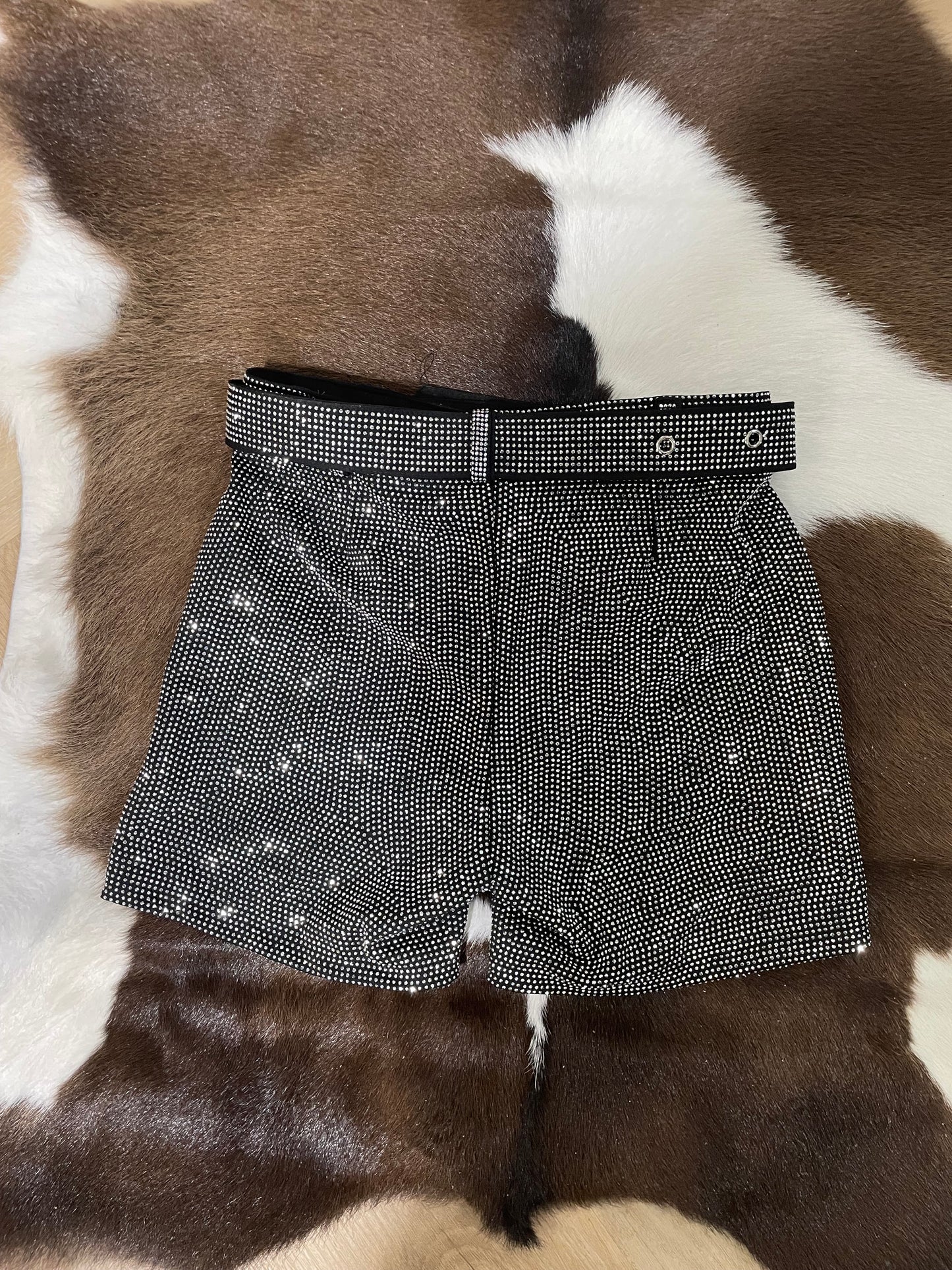 LUCKY & BLESSED BLK SPARKLY GIRL SHORTS