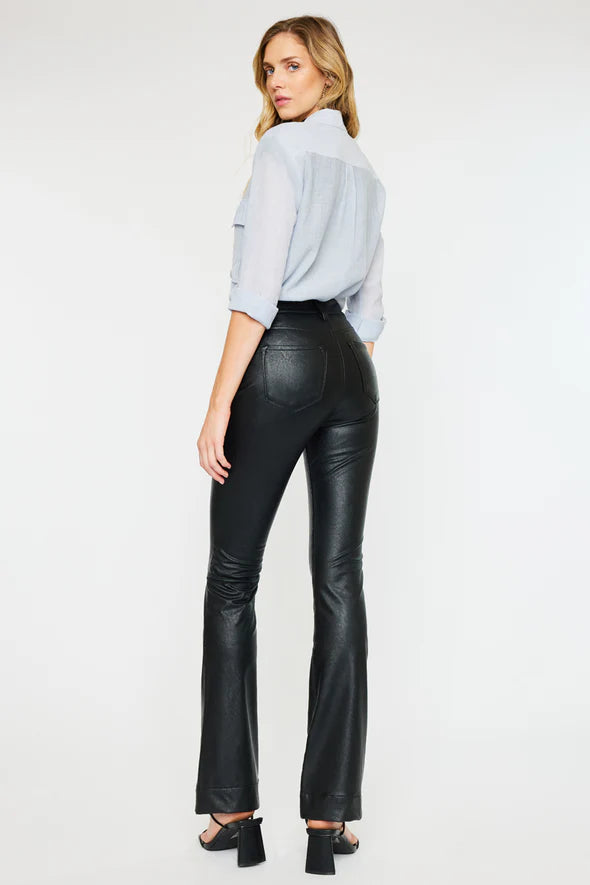 KAN CAN JOAN HIGH RISE FAUX LEATHER BOOTCUT PANTS