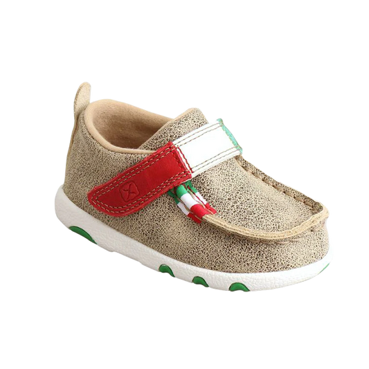 Twisted X Infants Dusty Tan & Mexican Flag Driving Moc Shoes ICA0026