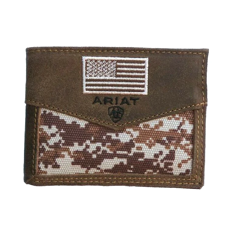 Ariat Digital Camo & Embroidered Flag Bi-fold Rodeo Wallet A3536844