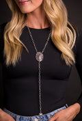 WEST CO N1279 CHAIN LARIAT NECKLACE WITH CONCHO ACCENTS