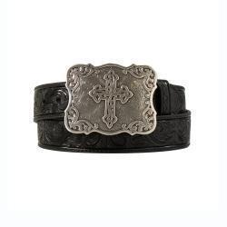 M&F WESTERN PRODUCT|Nocona Ladies Belt 1 1/2" Embossed Cross Black