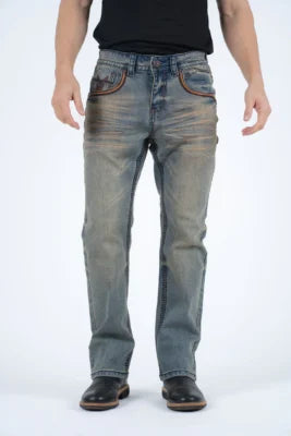 PLATINI | Holt Men's Dirty Blue Slim Boot Cut Jeans