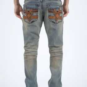 PLATINI | Holt Men's Dirty Blue Slim Boot Cut Jeans