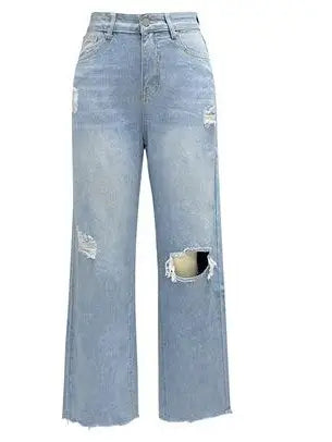 Women's Jeans Long Ripped Comfortable Wide-Leg Pants