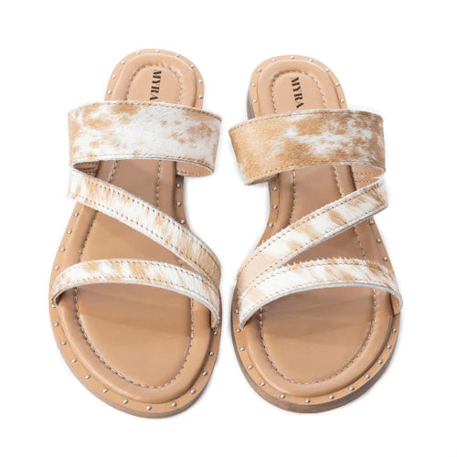 Myra Bag Ranch Ridge Slides In Brown & White