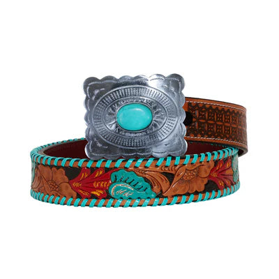 MYRA BAG Tropical Forest Hand-Tooled Leather Belt