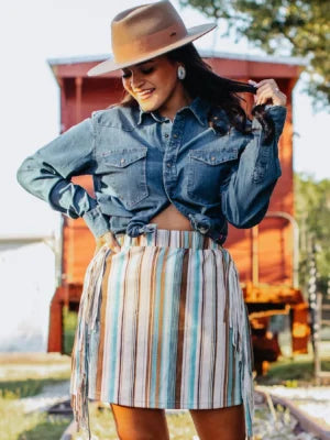 GRACE & EMMA| RODEO READY FRINGE SKIRT