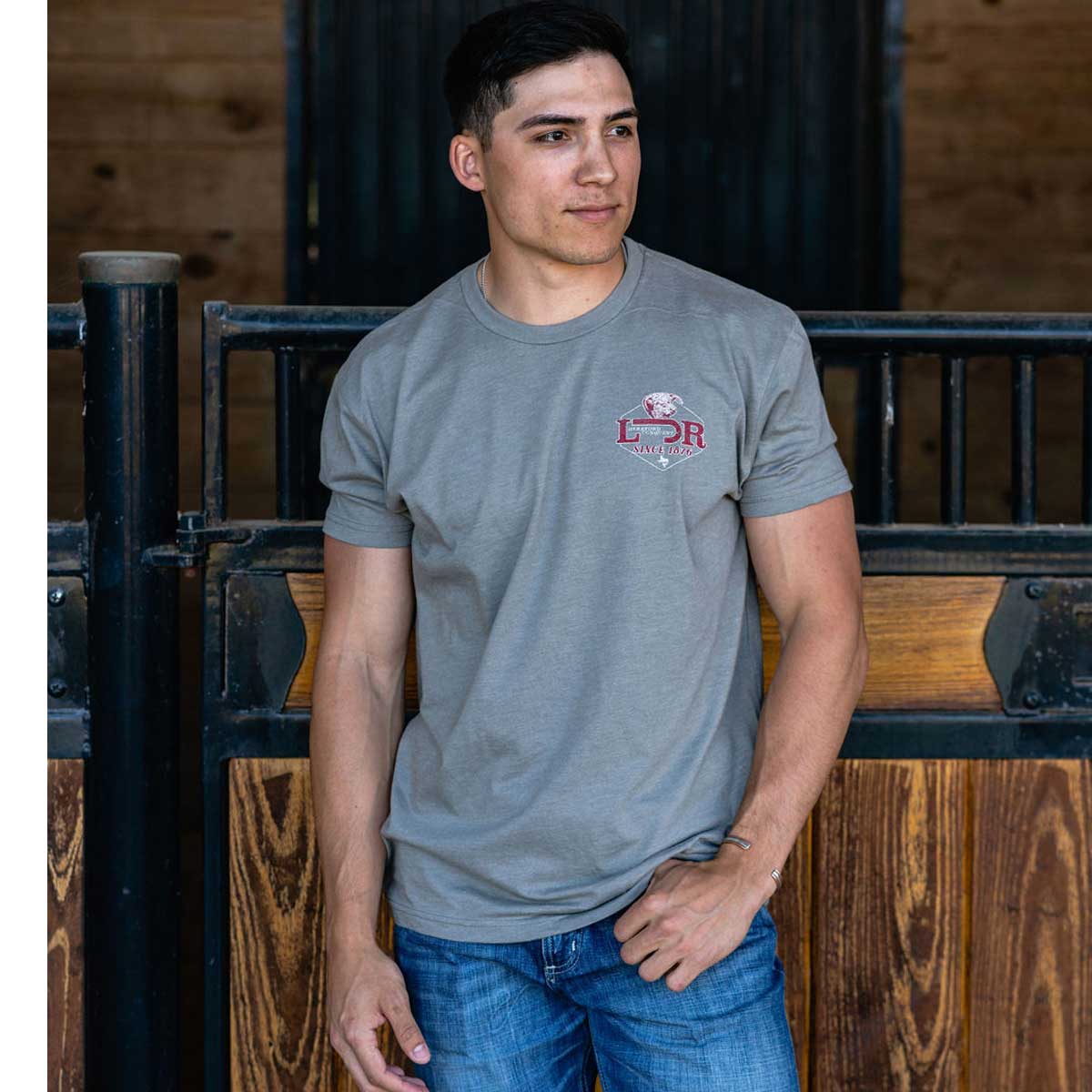 Lazy J Ranch Hereford Conquest Short Sleeve T-Shirt - Stone Grey