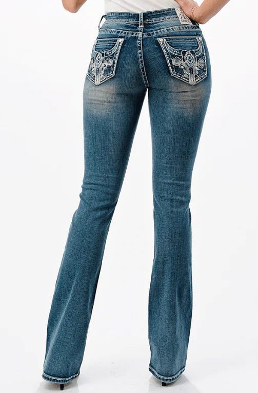 Grace in LA Easy Fit Steerhead Light Wash Bootcut Jeans