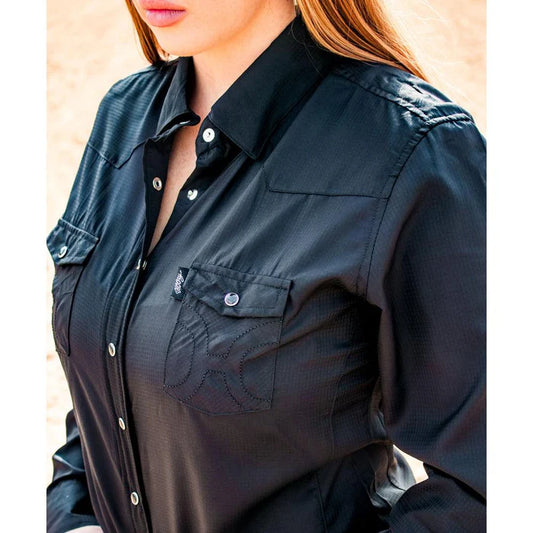 Hooey "Sol" Ladies Black Long Sleeve Pearl Snap Shirt
