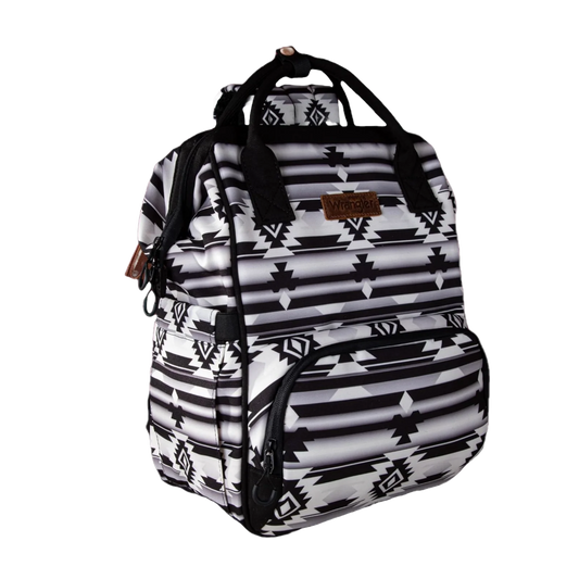 Wrangler Allover Aztec Printed Black & White Diaper Bag WG2204-9110BK