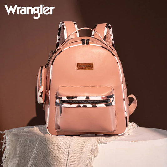 Wrangler| Cow Print Decorated Zipper Backpack