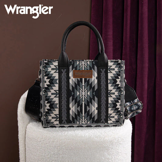 Wrangler |Aztec Embroidered Whipstitch Canvas Tote Bag
