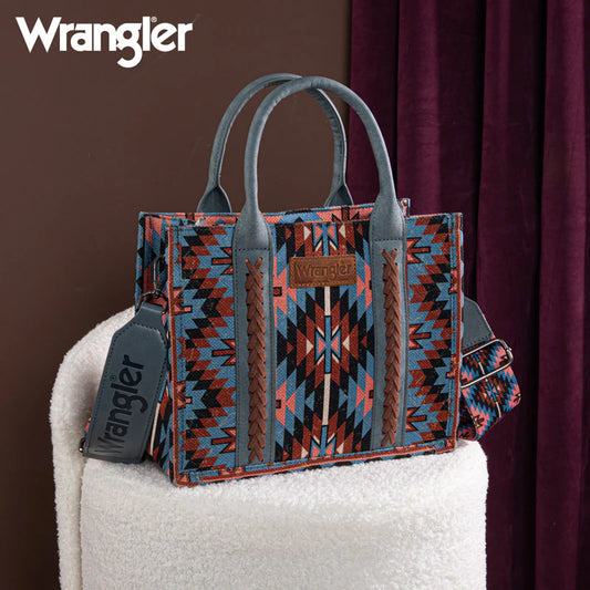 Wrangler| Aztec Embroidered Whipstitch Canvas Tote Bag