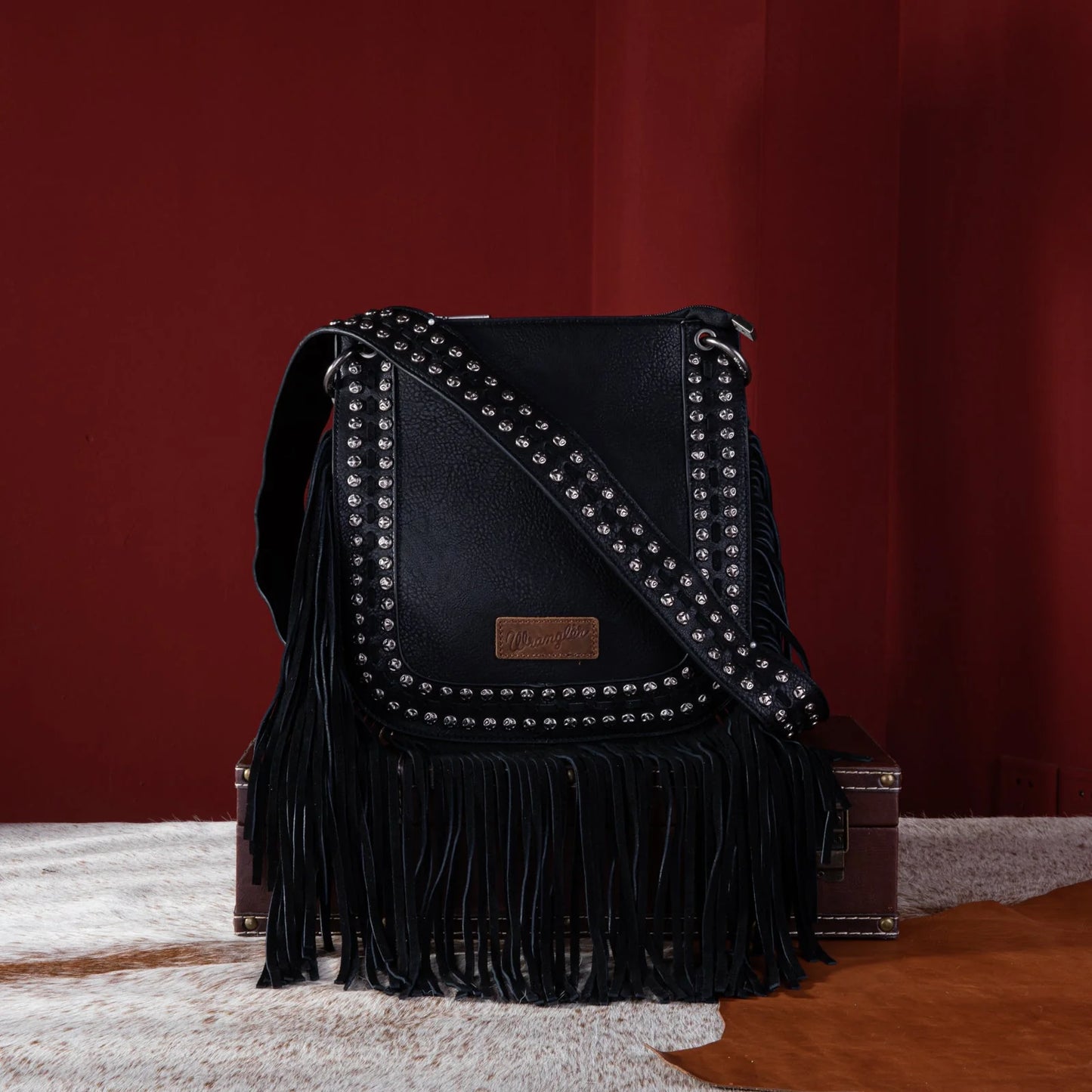 Wrangler| Rivets Fringe Concealed Carry Crossbody Bag