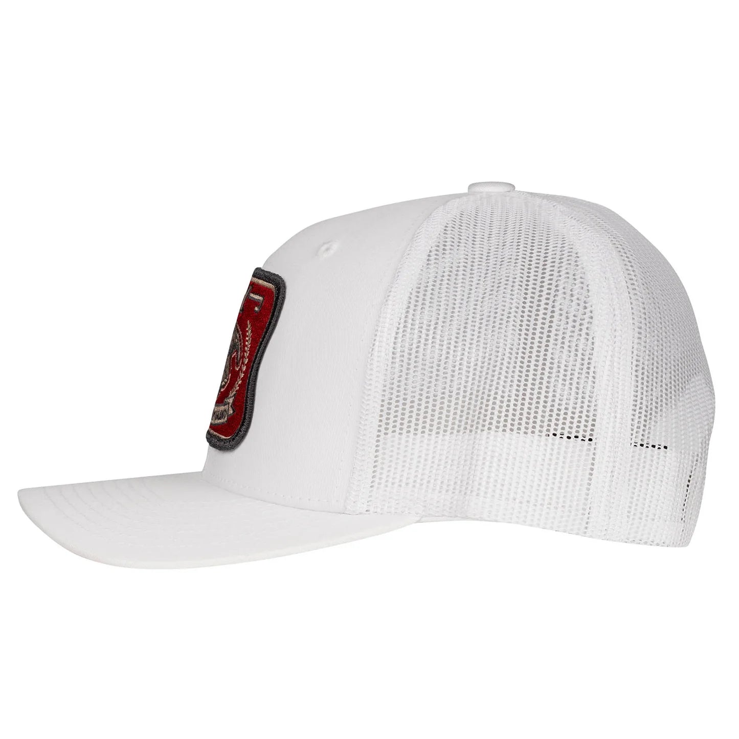 Lazy J Ranch White Red America's Best Mid Profile Trucker Hat