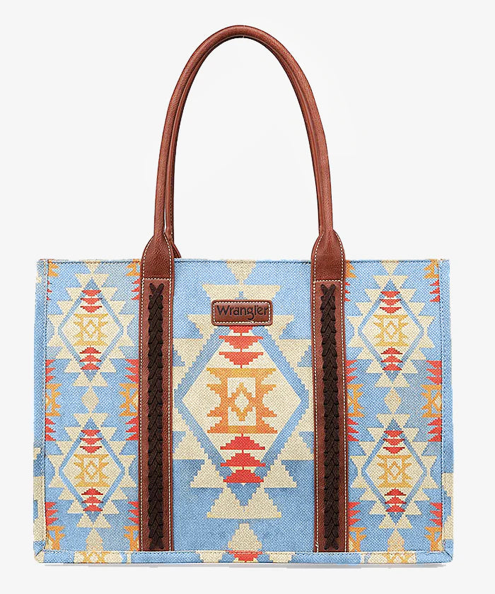 Wrangler Southwestern Aztec Print Canvas Wide Tote