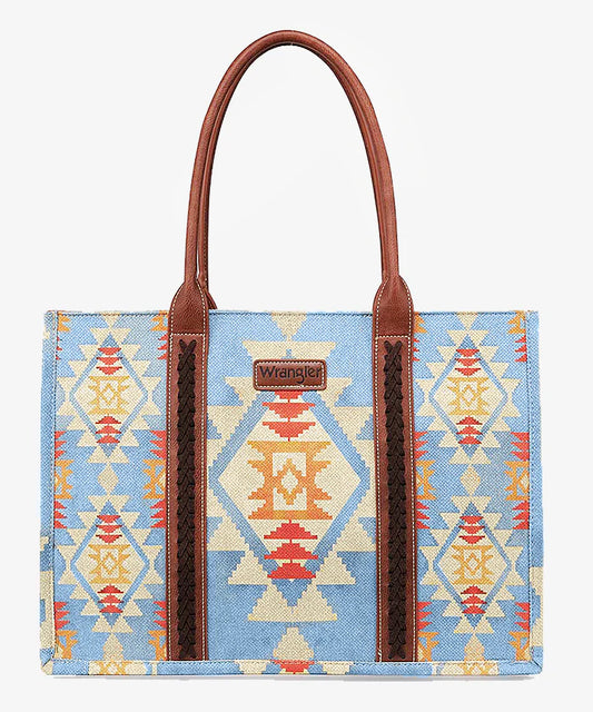 Wrangler Southwestern Aztec Print Canvas Wide Tote