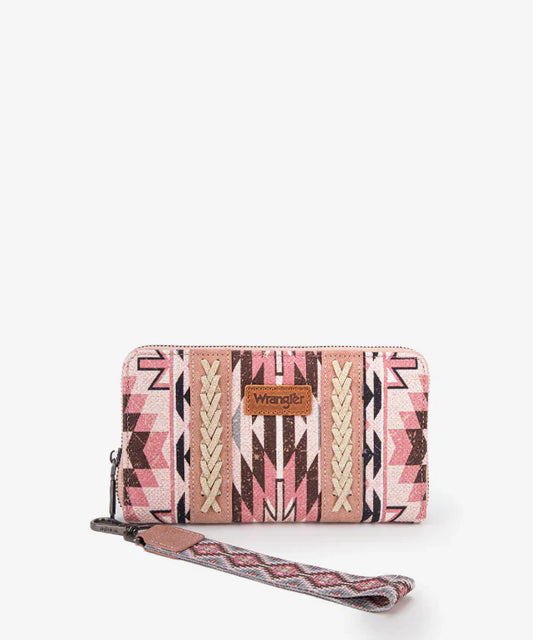 Wrangler |Aztec Print Whipstitch Canvas Wallet