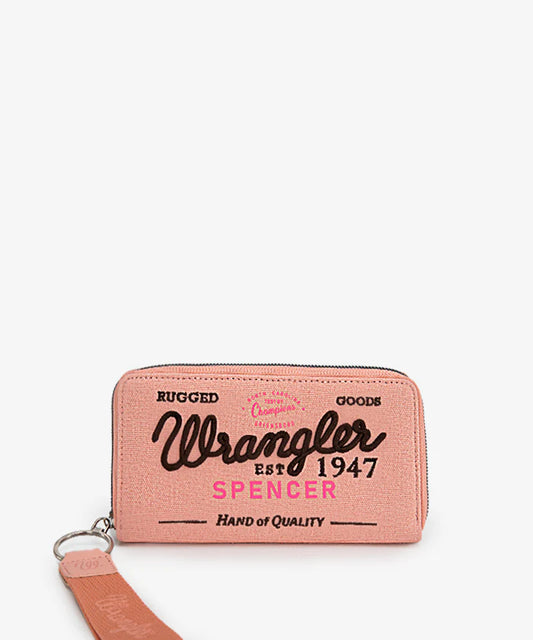 Wrangler| Letters Embroidered Canvas Wristlet