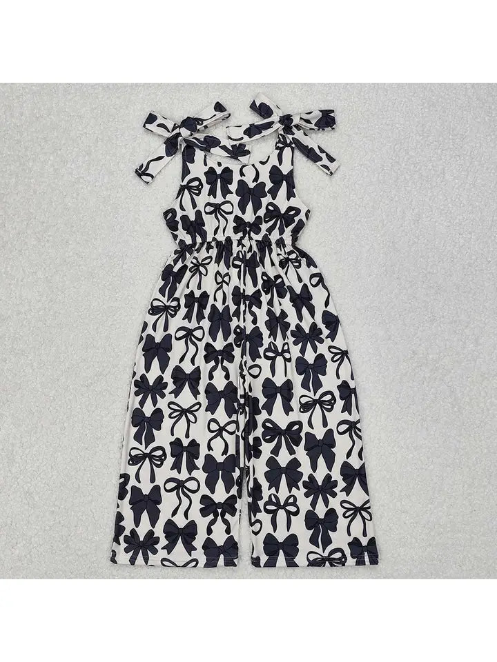 Baby Girls Black Cute Bows Straps Pants Jumpsuits