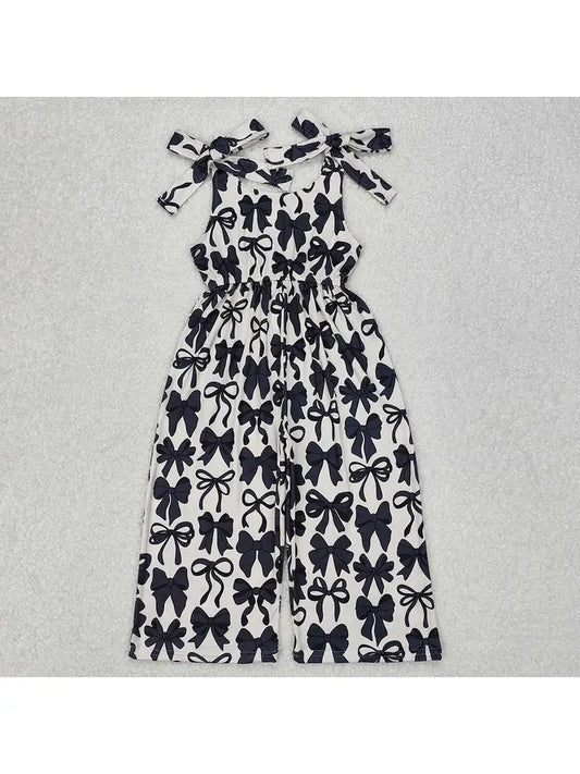 Baby Girls Black Cute Bows Straps Pants Jumpsuits