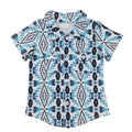 Baby Boys Teal White Aztec Western Short Sleeve Buttons Shirt