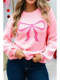 Bow Graphic Drop Shoulder Round Neck Sweater
