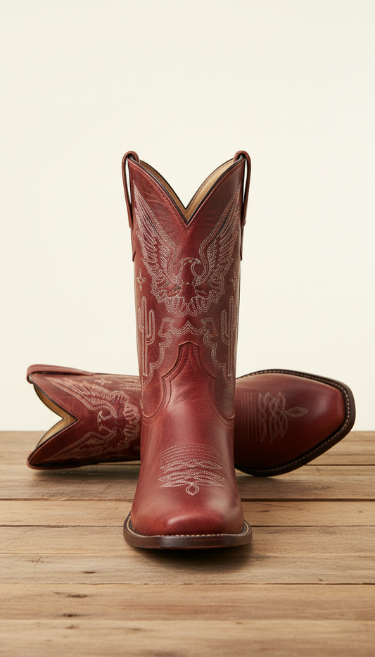 Limited-edition brick red cowboy boot