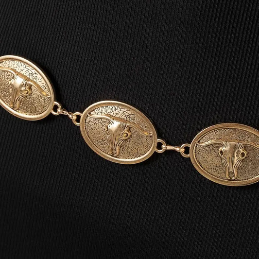 Bull Skull Concho Chain Belt