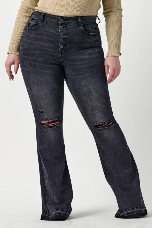 CELLO | Plus High Rise Distressed Jeans