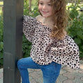 Pink Dalmation Cold Shoulder Top and Bell Sleeve