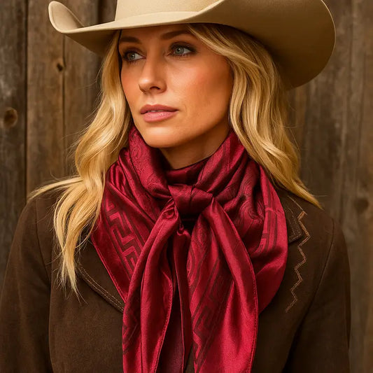 RODEO DRIVE|BURGUNDY JACQUARD WILD RAG/SCARF WR4001