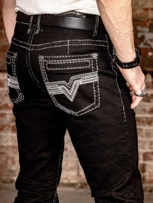 Answer Me | 2122 Men's Embroidery Straight Fit Jeans