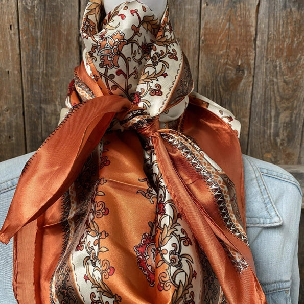 RODEO DRIVE| BURNT ORANGE & TAN WILD RAG/SCARF WR2179