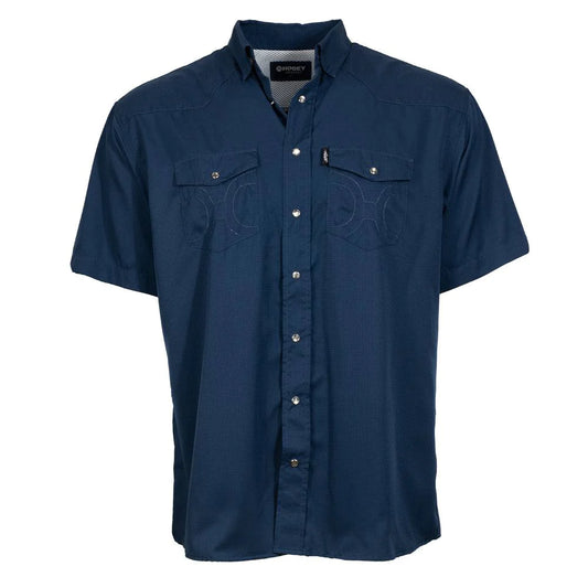 HOOEY| MENS "SOL" NAVY SHORT SLEEVE PEARL SNAP SHIRT