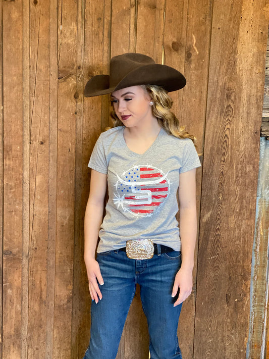 SPIN EM LADIES PATRIOT TEE